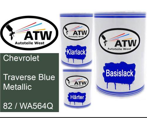 Chevrolet, Traverse Blue Metallic, 82 / WA564Q: 500ml Lackdose + 500ml Klarlack + 250ml Härter - Set, von ATW Autoteile West.